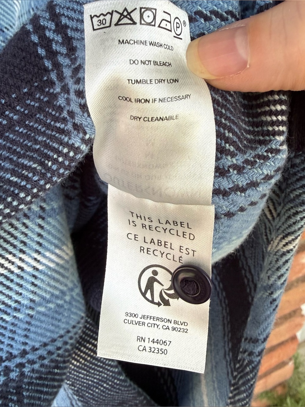 OUTERKNOWN Blanket Shirt in Blue Tonal Puget Plaid Colorway Size Medium - Picture 8 of 9